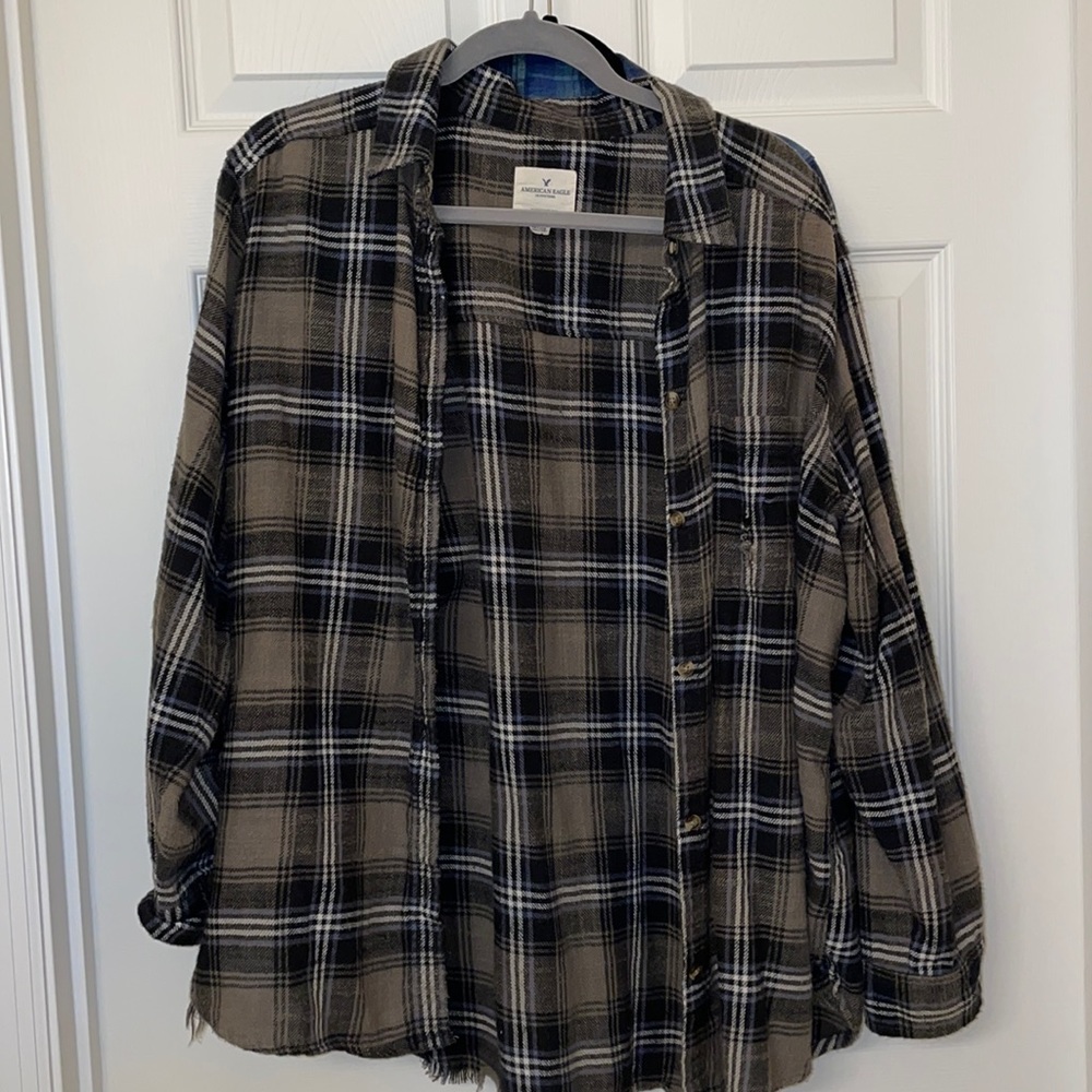 American Eagle Oversized Distressed Flannel